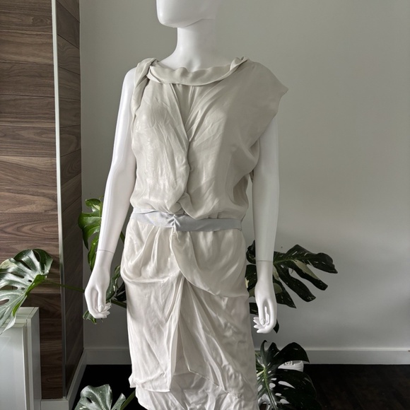 Sharon Wauchob Silk - Lurex Dress Belted NEW Sz 34 Women's Made in France❤️ - Picture 1 of 12